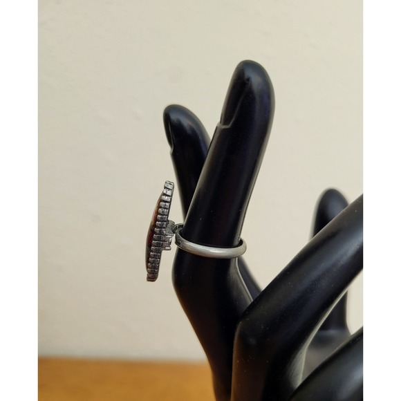 Mosaic Fashion Ring Adjustable Boho Silver Tone Metallic Hues - Picture 5 of 5